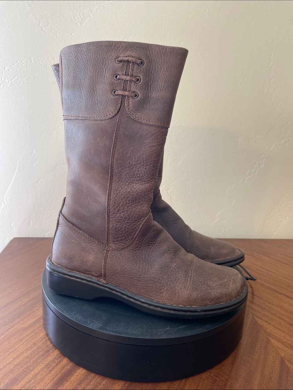 Lassen Style 224 Brown Pebbled Leather Mid-Calf Boots Size 9 Boho Euro Style